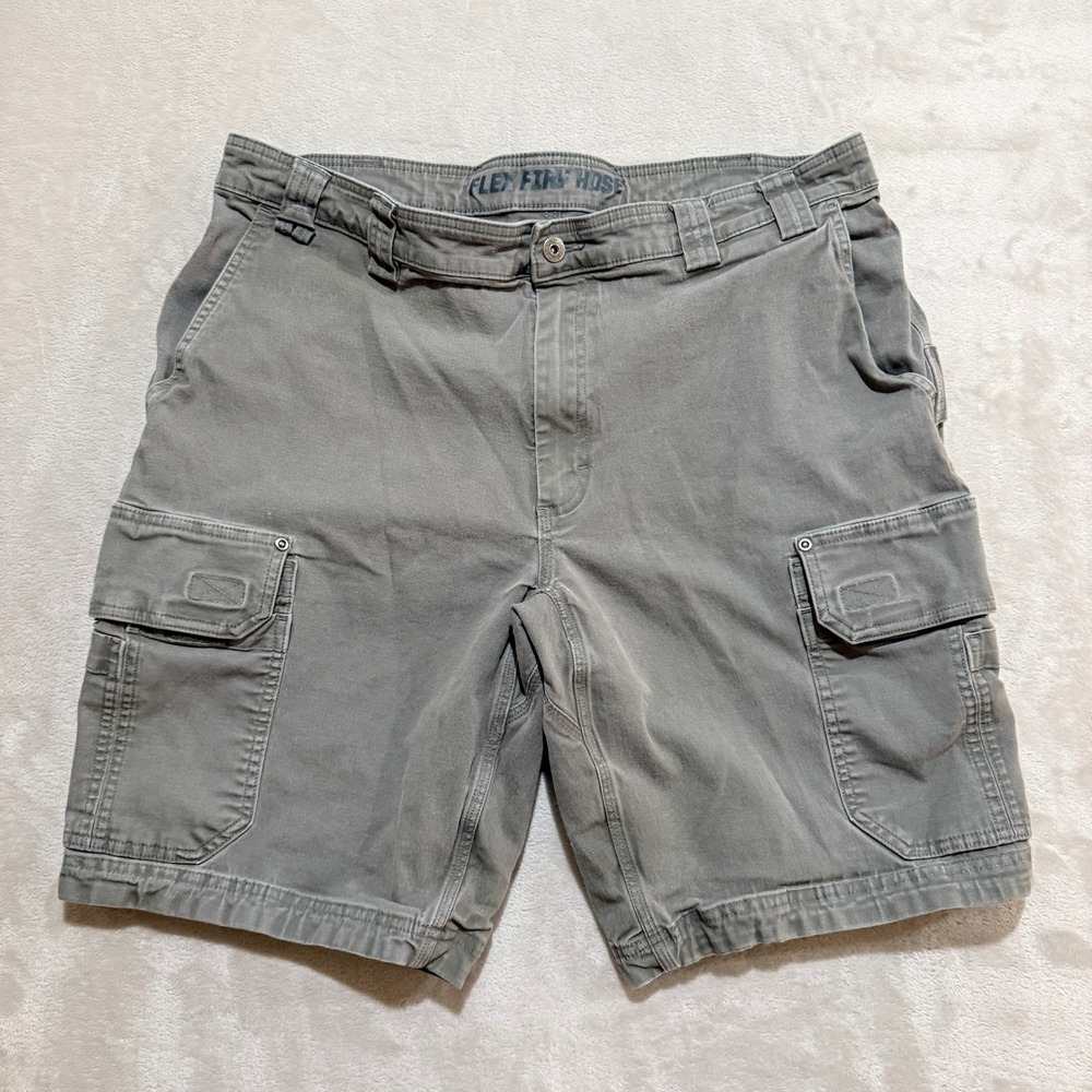 Duluth Trading Flex Fire Hose Cargo Shorts Mens 40 Gray Relaxed Workwear Hiking